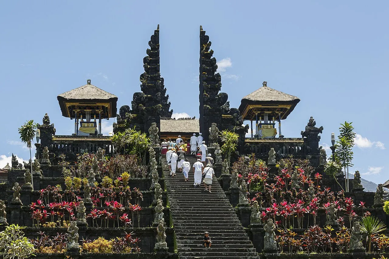 A broad stairway leading to the split gate of Pura Besakih