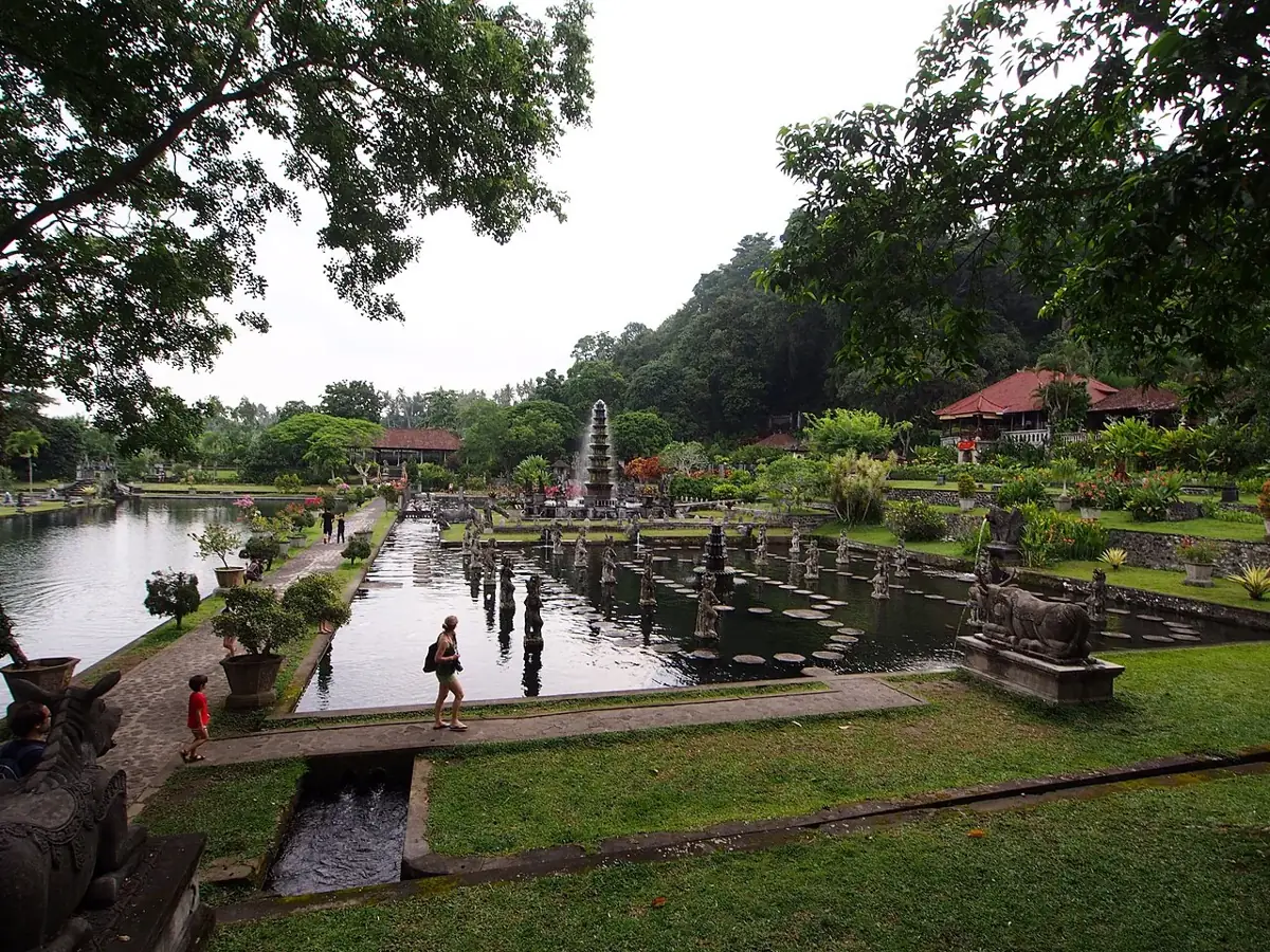 Pools, stepping stones and statues at Tirta Gangga