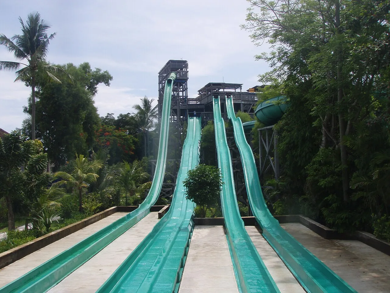 Water slides at Waterbom Bali in an archival photograph from 2006 — Waterbom Bali · archival photo, December 2006