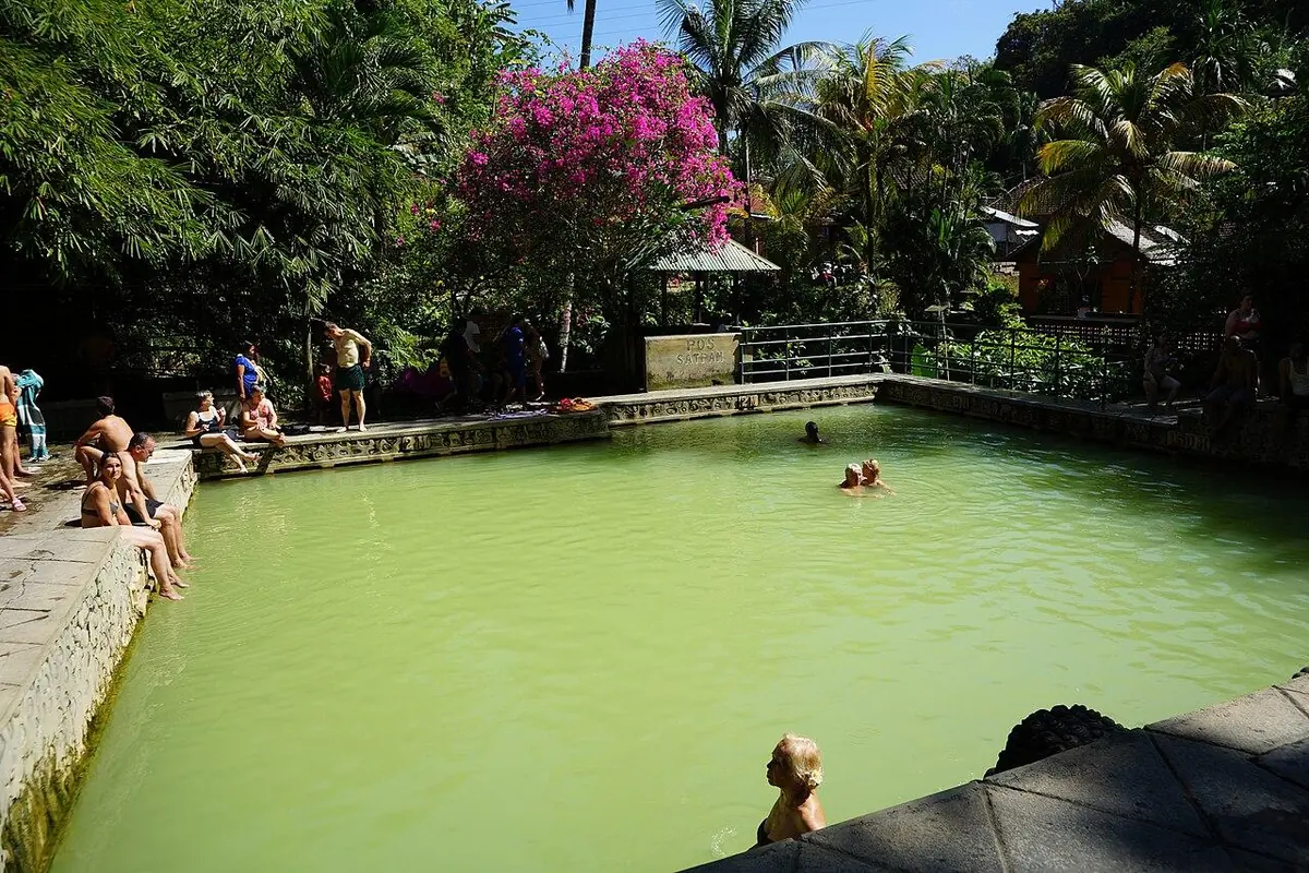 The Banjar hot spring pools surrounded by tropical greenery — Banjar hot springs
